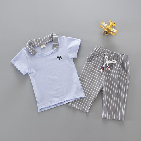 Summer boy puppy short sleeve two-piece set